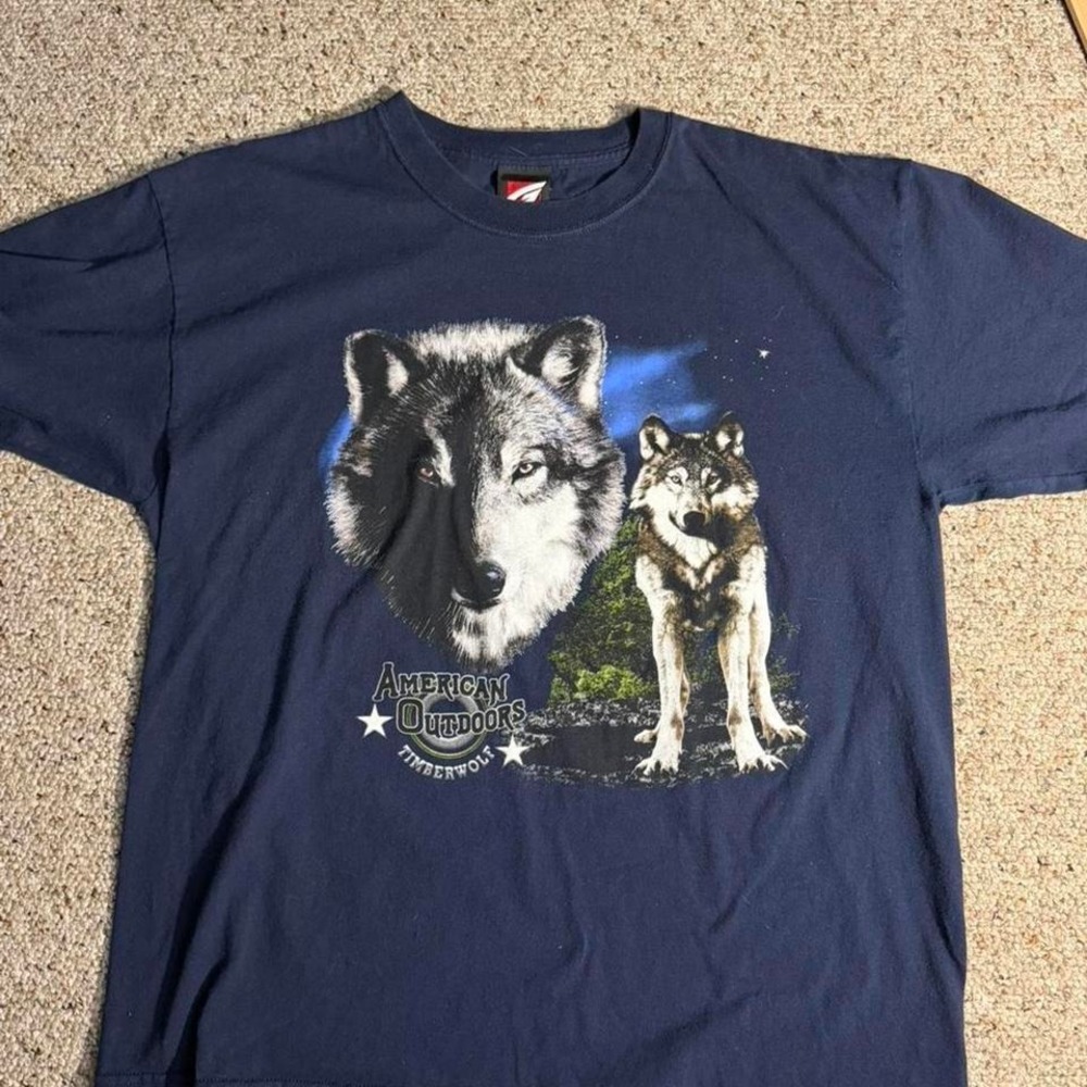 American Outdoors Timber Wolf tee — navy